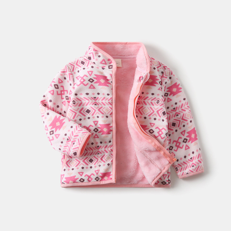 Vaikiška poliarflesinė striukė su gobtuvu ir užtrauktuku, storas, stovėto kaklo, ilgomis rankovėmis, trumpas kirpimas, unisex