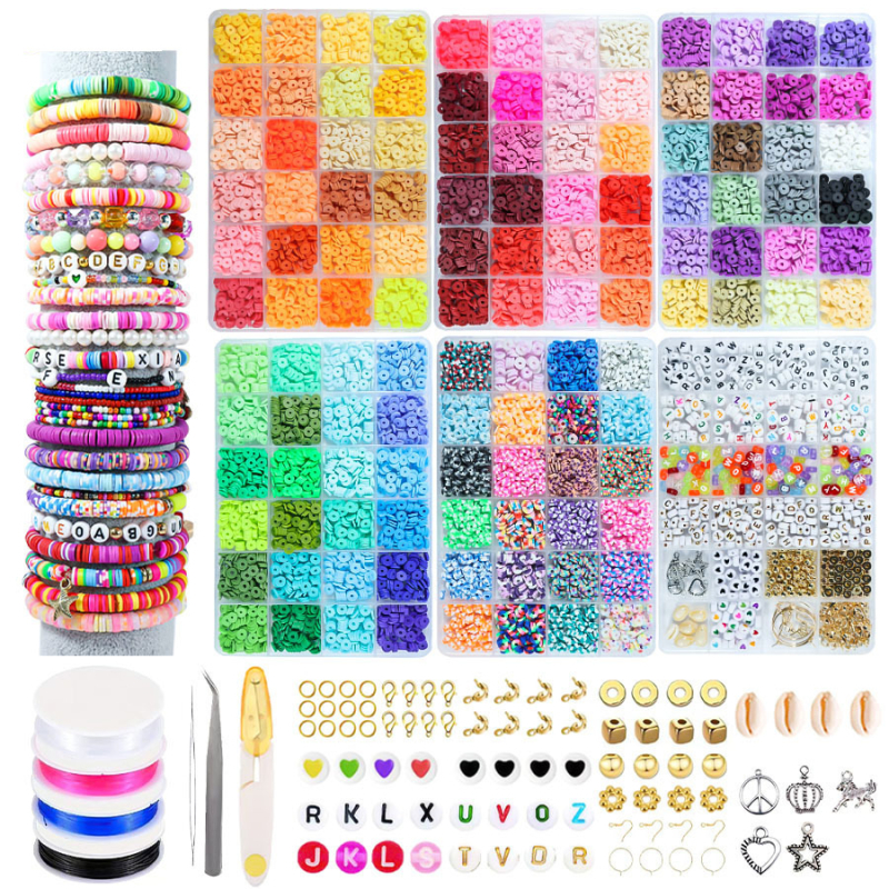 DIY set nakita za djecu – perle od meke gline, završni premaz pečenjem, kružni uzorak, INS stil