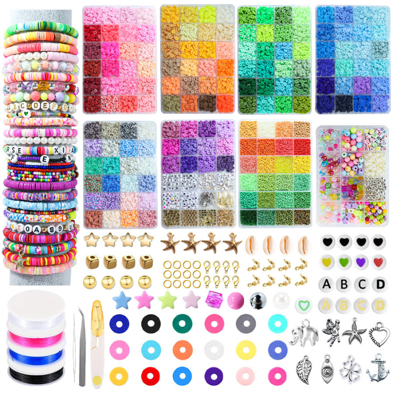 DIY set nakita za djecu – perle od meke gline, završni premaz pečenjem, kružni uzorak, INS stil