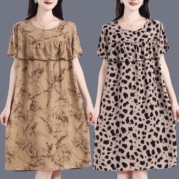 Γυναικείο νυχτικό-φόρεμα από βαμβάκι και μετάξι, στρογγυλός λαιμός, μανίκια 3/4, μακριά φούστα