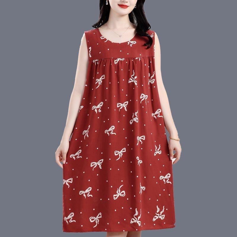 Γυναικείο νυχτικό-φόρεμα από βαμβάκι και μετάξι, στρογγυλός λαιμός, μανίκια 3/4, μακριά φούστα