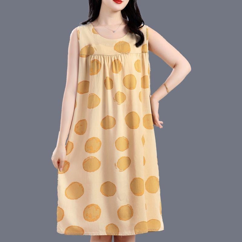 Γυναικείο νυχτικό-φόρεμα από βαμβάκι και μετάξι, στρογγυλός λαιμός, μανίκια 3/4, μακριά φούστα