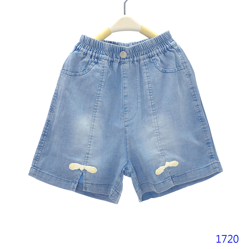 Vaikų džinsiniai šortai, 80% medvilnė, švelnus paviršius, vidurio juosmens su elastine juostele, vasaros stilus
