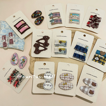 Rūpnie darināts auduma matu klips ar mežģīnēm — Korejas stila pušķveida ziedu raksts, BB klips meitenēm