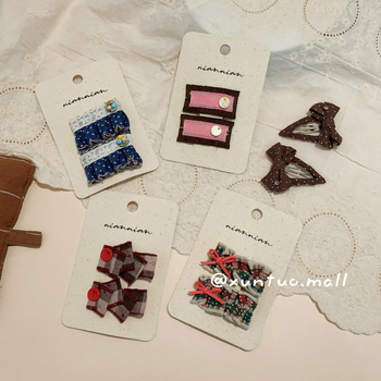 Rūpnie darināts auduma matu klips ar mežģīnēm — Korejas stila pušķveida ziedu raksts, BB klips meitenēm