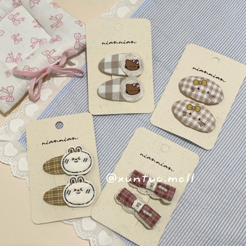 Rūpnie darināts auduma matu klips ar mežģīnēm — Korejas stila pušķveida ziedu raksts, BB klips meitenēm