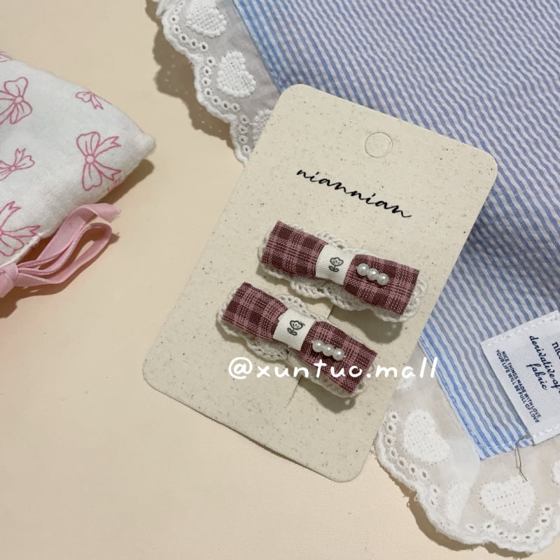 Rūpnie darināts auduma matu klips ar mežģīnēm — Korejas stila pušķveida ziedu raksts, BB klips meitenēm