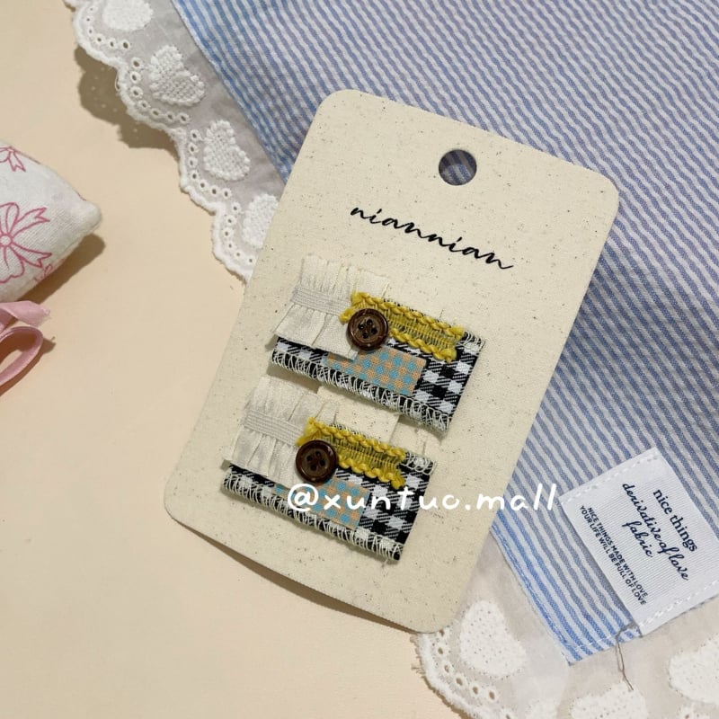 Rūpnie darināts auduma matu klips ar mežģīnēm — Korejas stila pušķveida ziedu raksts, BB klips meitenēm