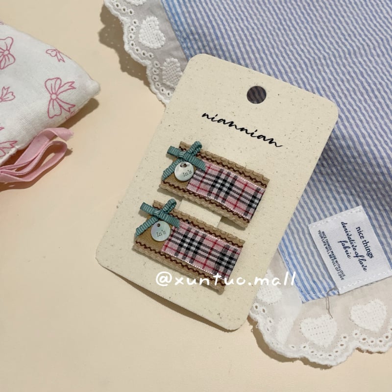 Rūpnie darināts auduma matu klips ar mežģīnēm — Korejas stila pušķveida ziedu raksts, BB klips meitenēm