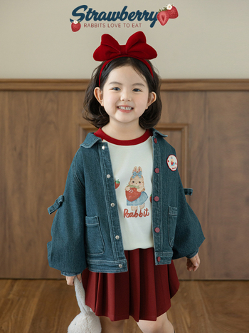 Mergaitėms princesės stiliaus medvilninis komplektas: suknelė, švarkas ir kelnes, ilgos rankovės, 90% medvilnė