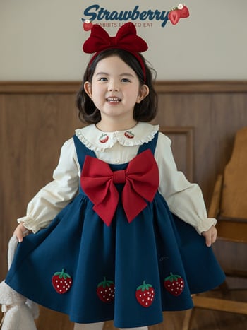 Mergaitėms princesės stiliaus medvilninis komplektas: suknelė, švarkas ir kelnes, ilgos rankovės, 90% medvilnė