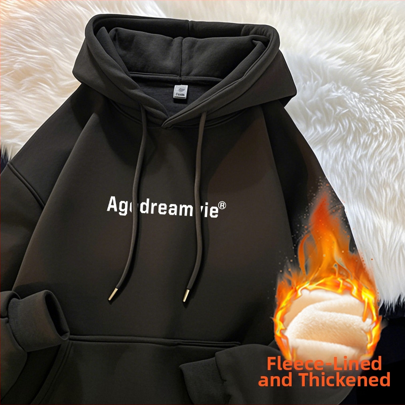 Ženski hoodie s kapuljom i flis podstavom oversize, jesensko-zimski stil, poliester 95%+