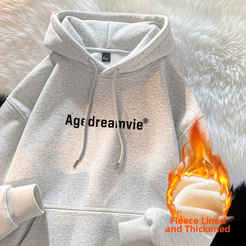 Ženski hoodie s kapuljom i flis podstavom oversize, jesensko-zimski stil, poliester 95%+
