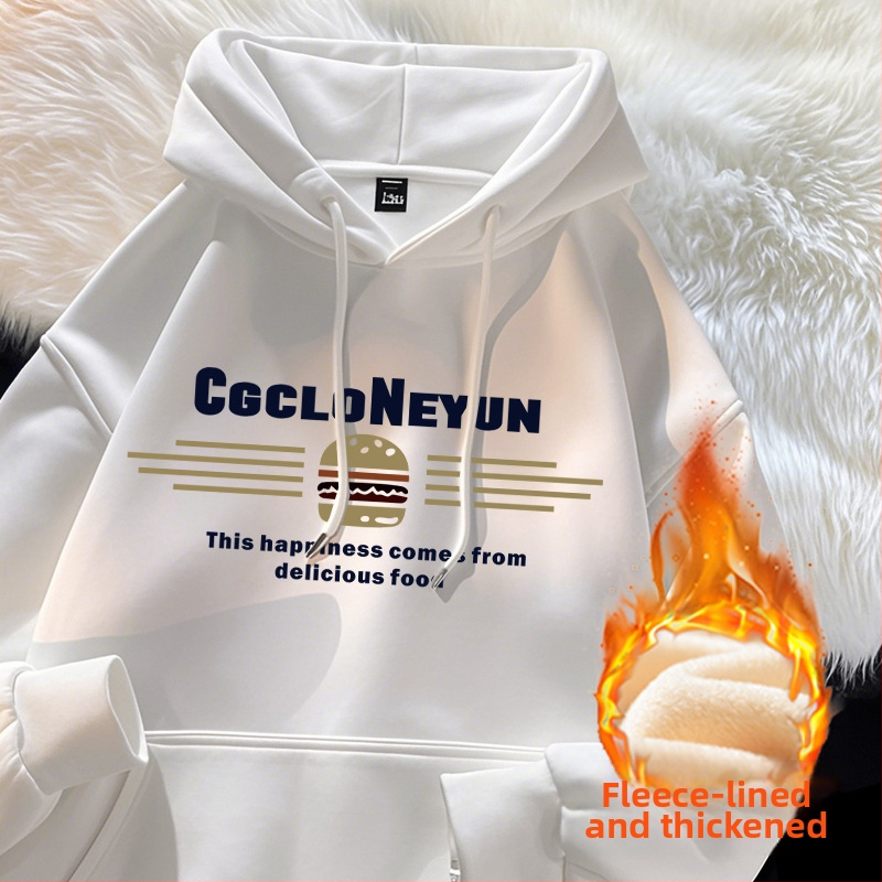 Ženski hoodie s kapuljom i flis podstavom oversize, jesensko-zimski stil, poliester 95%+
