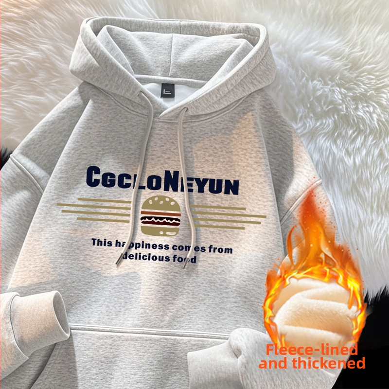 Ženski hoodie s kapuljom i flis podstavom oversize, jesensko-zimski stil, poliester 95%+