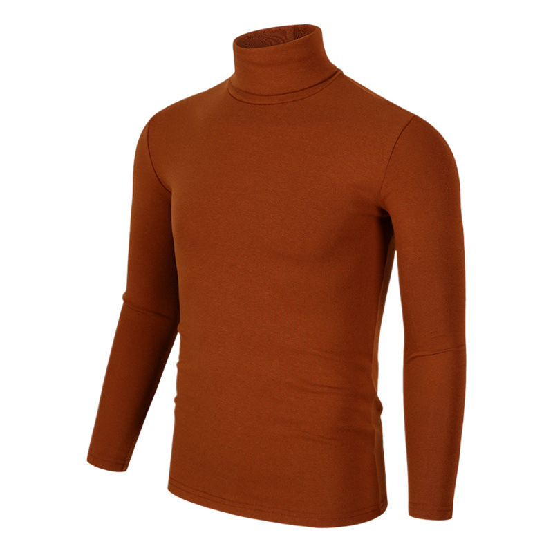 Muška majica s visokim ovratnikom, slim-fit, dugi rukav, poliester, jednobojna