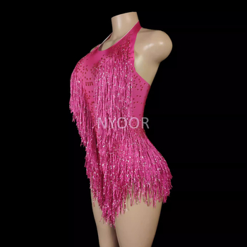 NYOOR Halterio kaklo su kutais ir kristalais – be rankovių šokių kombinezonas, Spandex, pagrindinis audinys <30%, moterims, 2025 m. vasara