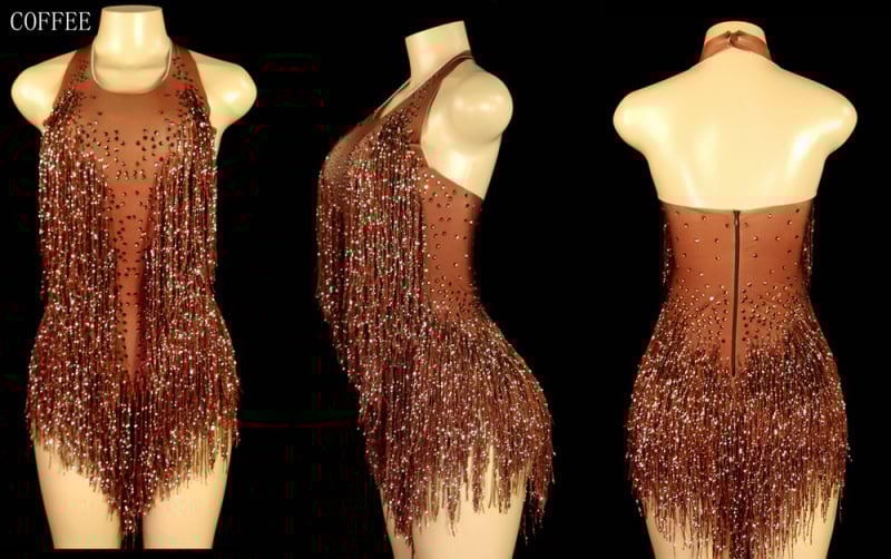 NYOOR Halterio kaklo su kutais ir kristalais – be rankovių šokių kombinezonas, Spandex, pagrindinis audinys <30%, moterims, 2025 m. vasara