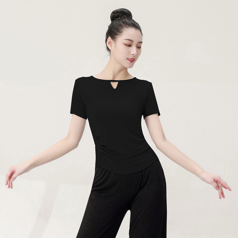 Moterų šiuolaikinio šokio viršus, modalinis audinys, 95% modal, vienos spalvos raštas