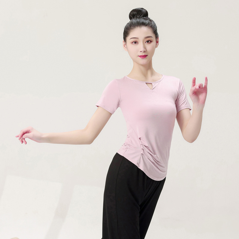 Moterų šiuolaikinio šokio viršus, modalinis audinys, 95% modal, vienos spalvos raštas