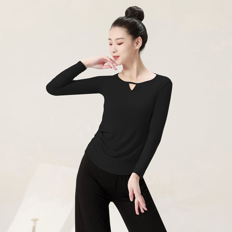 Moterų šiuolaikinio šokio viršus, modalinis audinys, 95% modal, vienos spalvos raštas