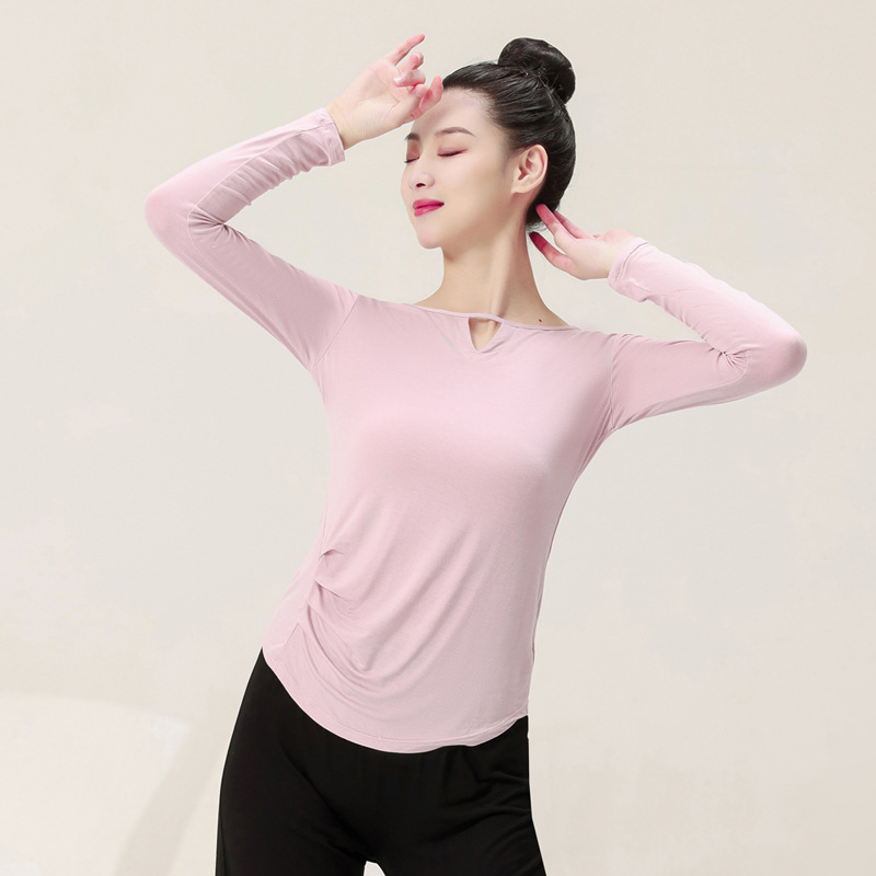 Moterų šiuolaikinio šokio viršus, modalinis audinys, 95% modal, vienos spalvos raštas