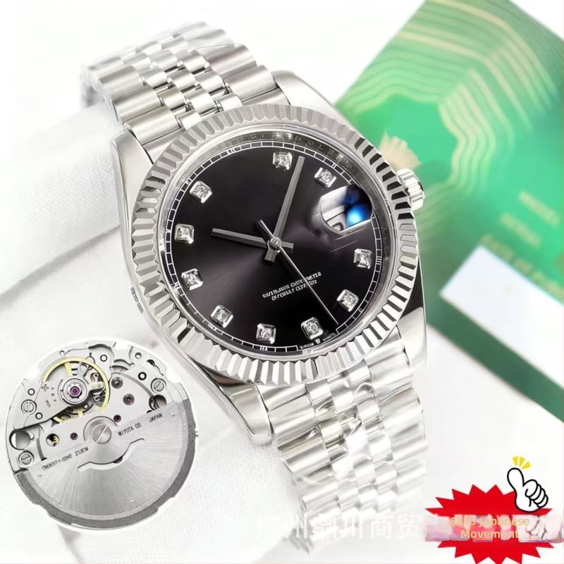 Vīriešu mehāniskais pulkstenis ar kustību 8215, safīra kristāla stikls, ūdensizturīgs, nerūsējošā tērauda korpuss un siksna, luminescējošs displejs