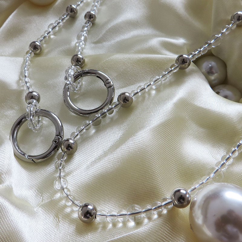 Pearls кристално-сребърна тънка верига за чанта, презрамка за рамо, K9 кристал, презрамка за чанта/рамо, Лято 2019