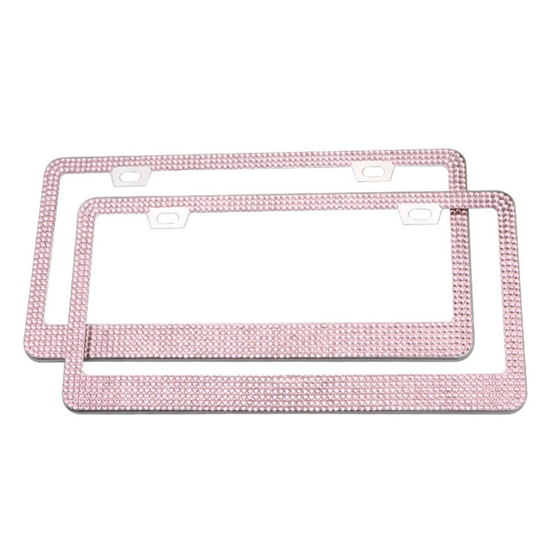 Рамка за регистрационен номер с кристали от неръждаема стомана, правоъгълна; модел: силиконова поставка за номер; съвместима с мотоциклети, автомобили, SUV, пикапи, камиони и ванове