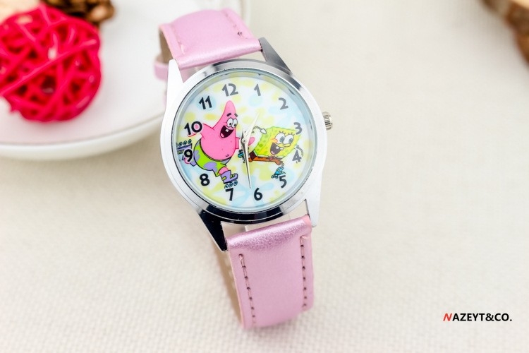 Dječji sat s crtić dizajnom - Quartz mehanizam, kućište od legure, remen od umjetne kože, kopča s iglom, vodootporan