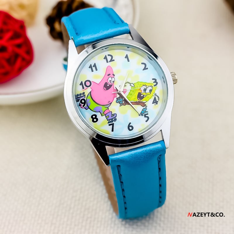 Dječji sat s crtić dizajnom - Quartz mehanizam, kućište od legure, remen od umjetne kože, kopča s iglom, vodootporan