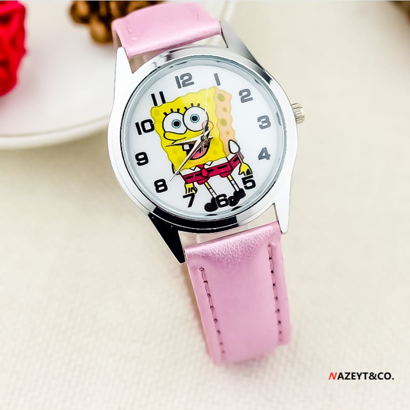 Dječji sat s crtić dizajnom - Quartz mehanizam, kućište od legure, remen od umjetne kože, kopča s iglom, vodootporan
