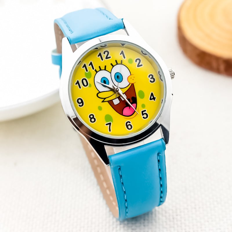 Dječji sat s crtić dizajnom - Quartz mehanizam, kućište od legure, remen od umjetne kože, kopča s iglom, vodootporan