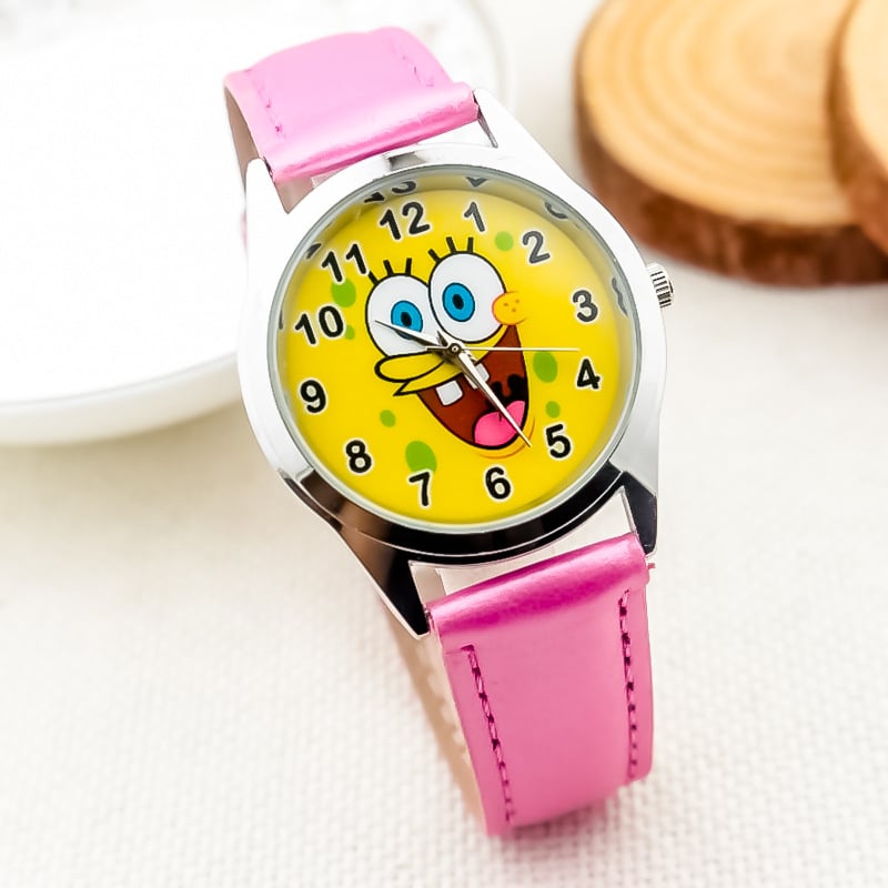 Dječji sat s crtić dizajnom - Quartz mehanizam, kućište od legure, remen od umjetne kože, kopča s iglom, vodootporan