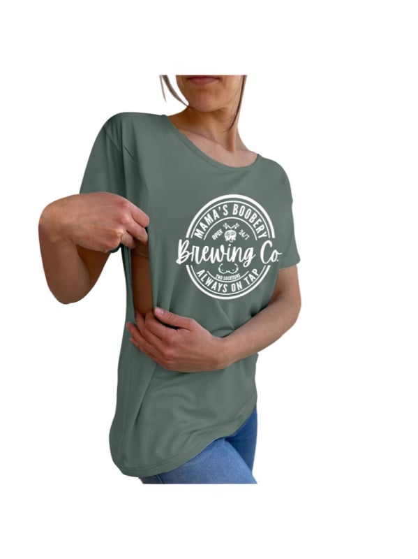 Grūtnieču un zīdīšanas T-krekls, kokvilna, apaļa kakla atvērums, īsās piedurknes, vidējā garuma