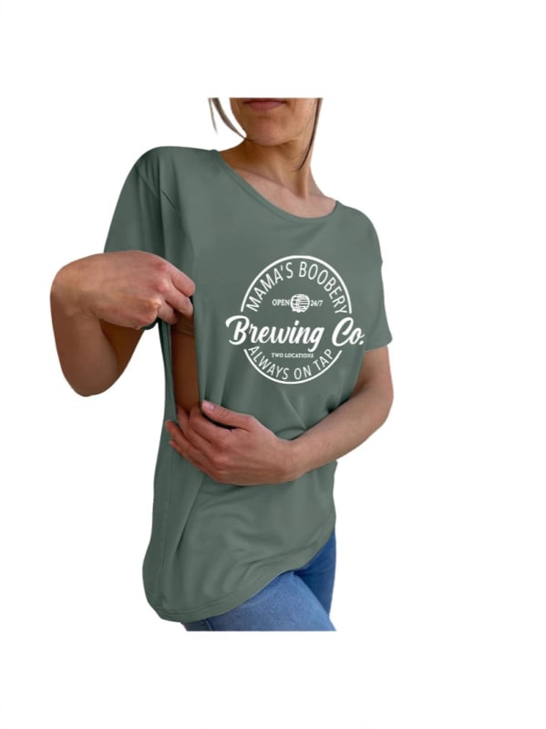 Grūtnieču un zīdīšanas T-krekls, kokvilna, apaļa kakla atvērums, īsās piedurknes, vidējā garuma