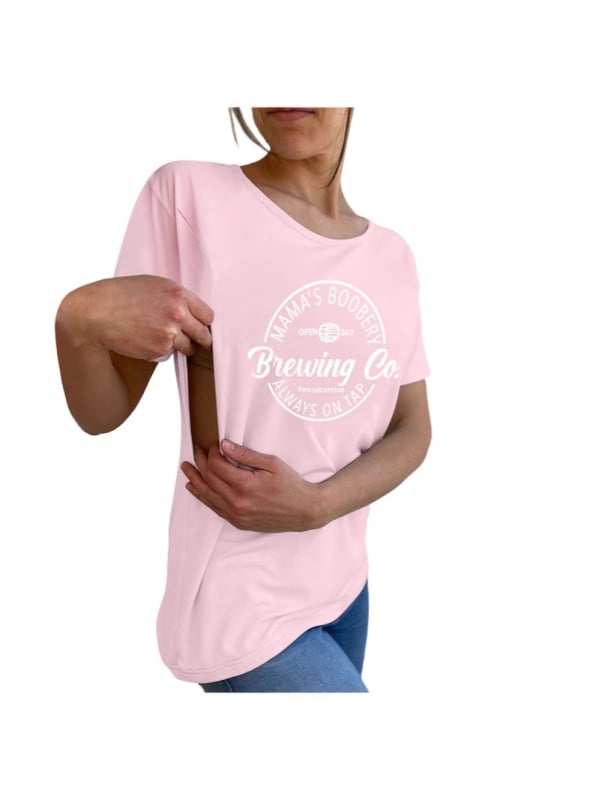 Grūtnieču un zīdīšanas T-krekls, kokvilna, apaļa kakla atvērums, īsās piedurknes, vidējā garuma