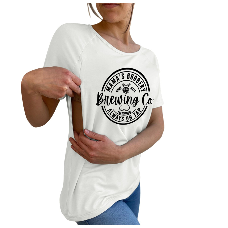 Grūtnieču un zīdīšanas T-krekls, kokvilna, apaļa kakla atvērums, īsās piedurknes, vidējā garuma