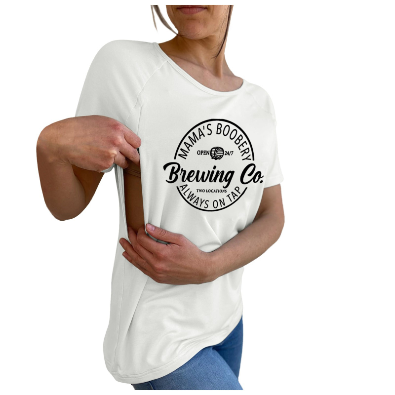 Grūtnieču un zīdīšanas T-krekls, kokvilna, apaļa kakla atvērums, īsās piedurknes, vidējā garuma