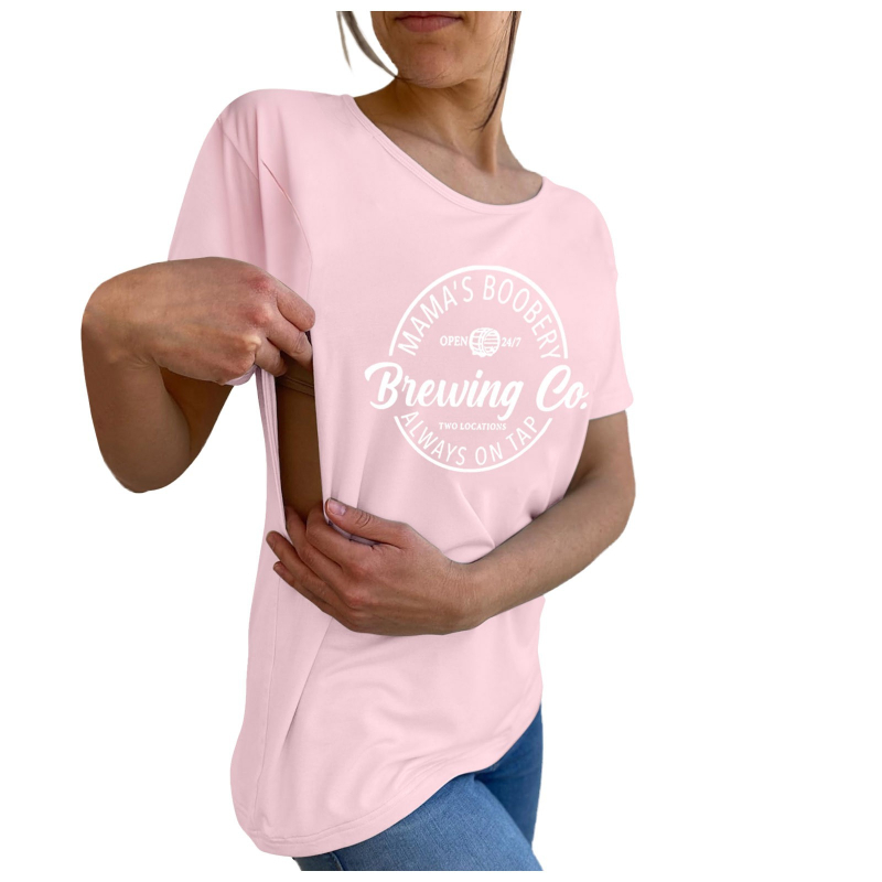 Grūtnieču un zīdīšanas T-krekls, kokvilna, apaļa kakla atvērums, īsās piedurknes, vidējā garuma