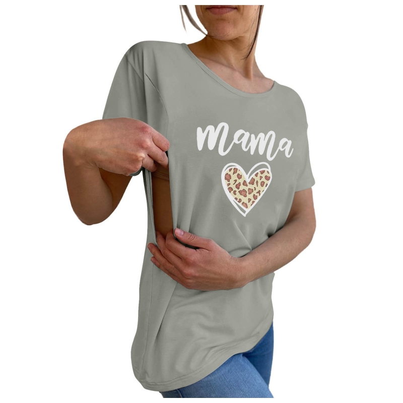 Grūtnieču un zīdīšanas T-krekls, kokvilna, apaļa kakla atvērums, īsās piedurknes, vidējā garuma