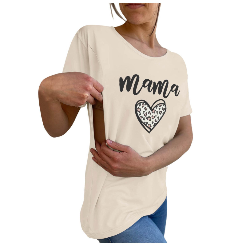 Grūtnieču un zīdīšanas T-krekls, kokvilna, apaļa kakla atvērums, īsās piedurknes, vidējā garuma