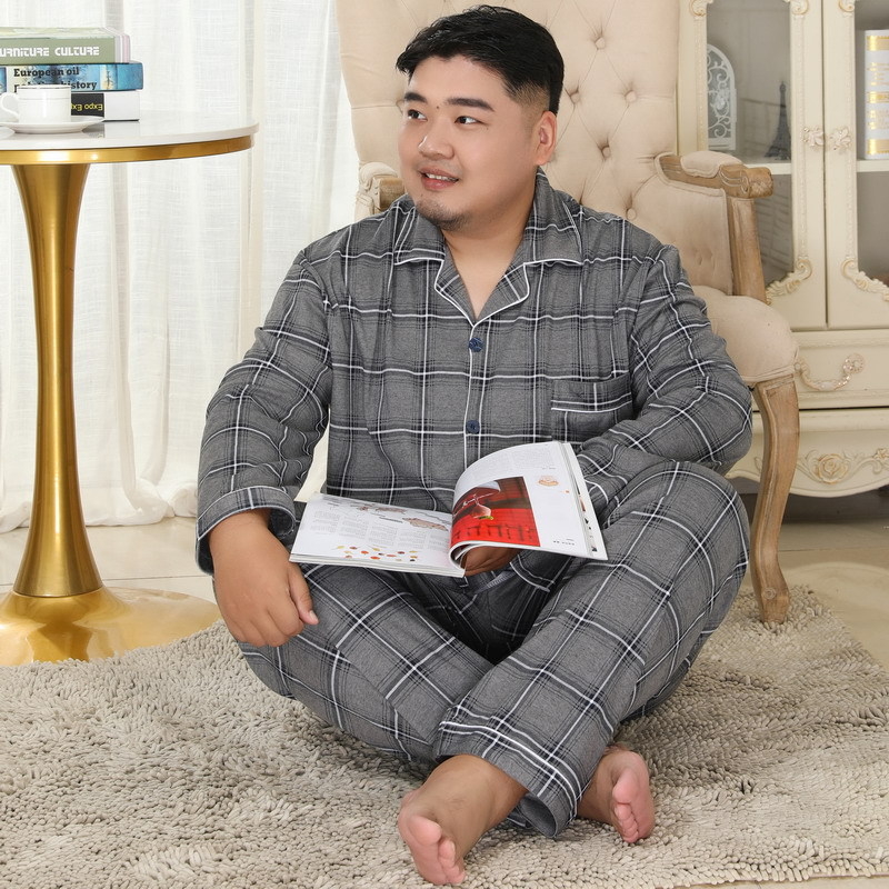 Muške pidžame od pletene pamuka s reverom ovratnikom, dugi rukavi i hlače