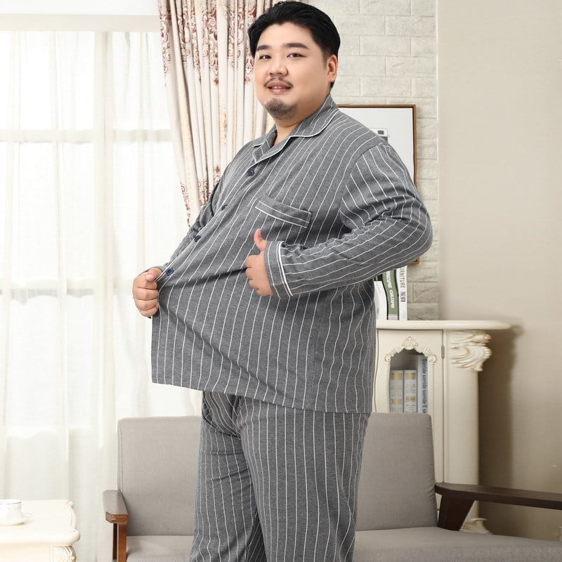 Muške pidžame od pletene pamuka s reverom ovratnikom, dugi rukavi i hlače