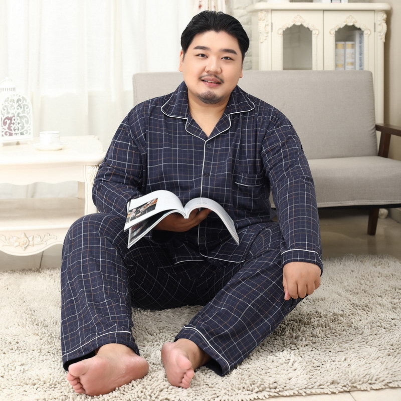Muške pidžame od pletene pamuka s reverom ovratnikom, dugi rukavi i hlače