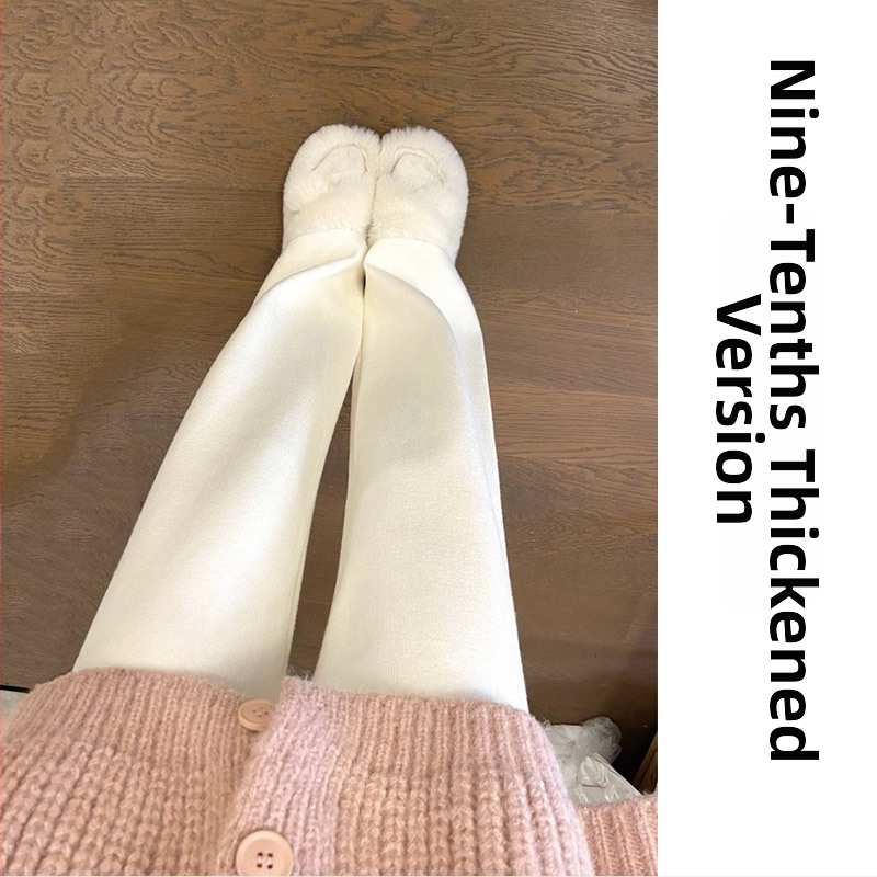 Moterų aukšto liemens megztos plačios tiesios kelnės, storas audinys, ruduo 2024