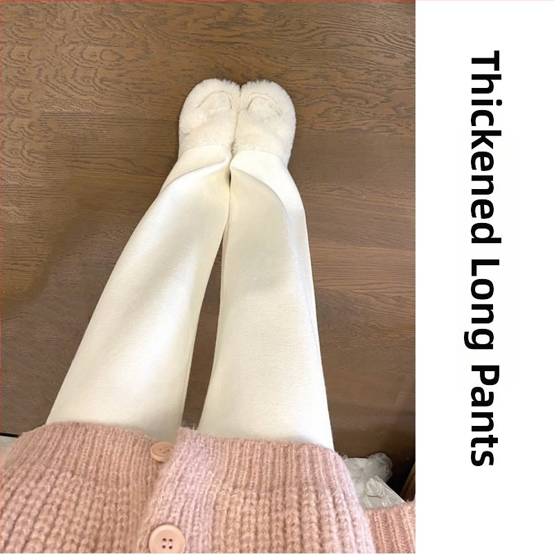 Moterų aukšto liemens megztos plačios tiesios kelnės, storas audinys, ruduo 2024