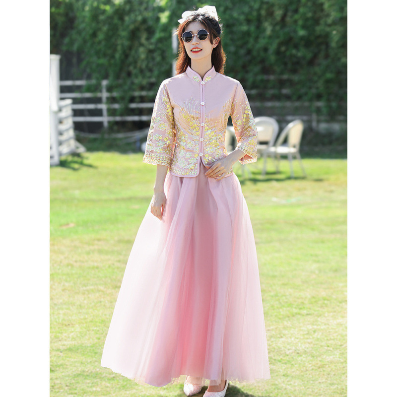 Koszorúslány ruha nőknek, akril anyag, fő anyag 95%+, hosszú ujjú, állálló gallér, ősz 2024