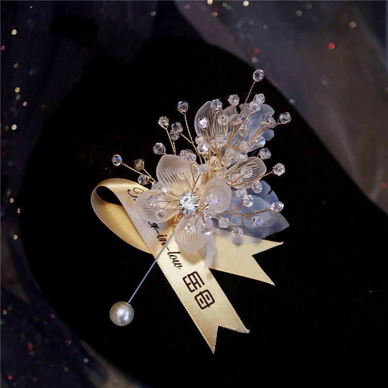 Vjenčani narukvica s cvijetom na zapešće – svila prediva, korejski stil, poklon za mladenku i djevojačke družice