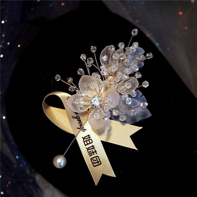 Vjenčani narukvica s cvijetom na zapešće – svila prediva, korejski stil, poklon za mladenku i djevojačke družice